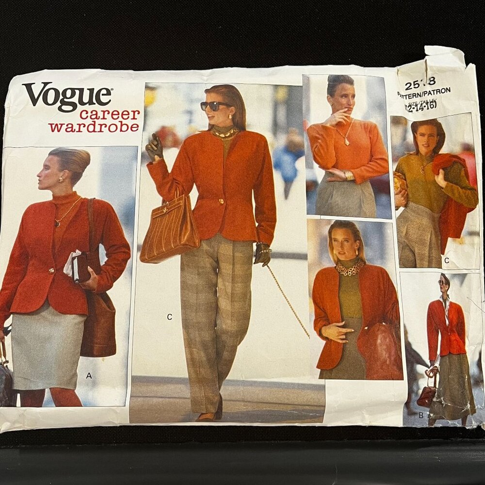 Vogue Career Wardrobe Sewing Pattern Jacket Top Skirt Pants 2518 12-14-16